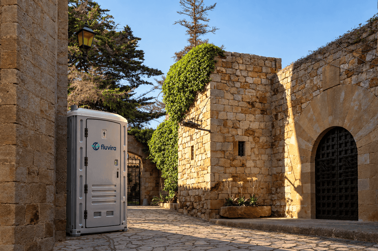 Cabina sanitària en un entorn de pedra de l’Empordà